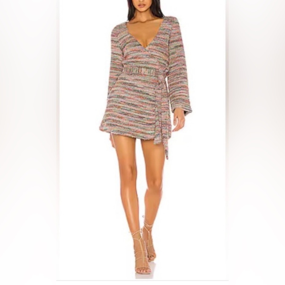 Majorelle Rainbow Sparkle Striped Mini Wrap Dress Womens Medium